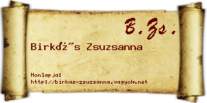 Birkás Zsuzsanna névjegykártya